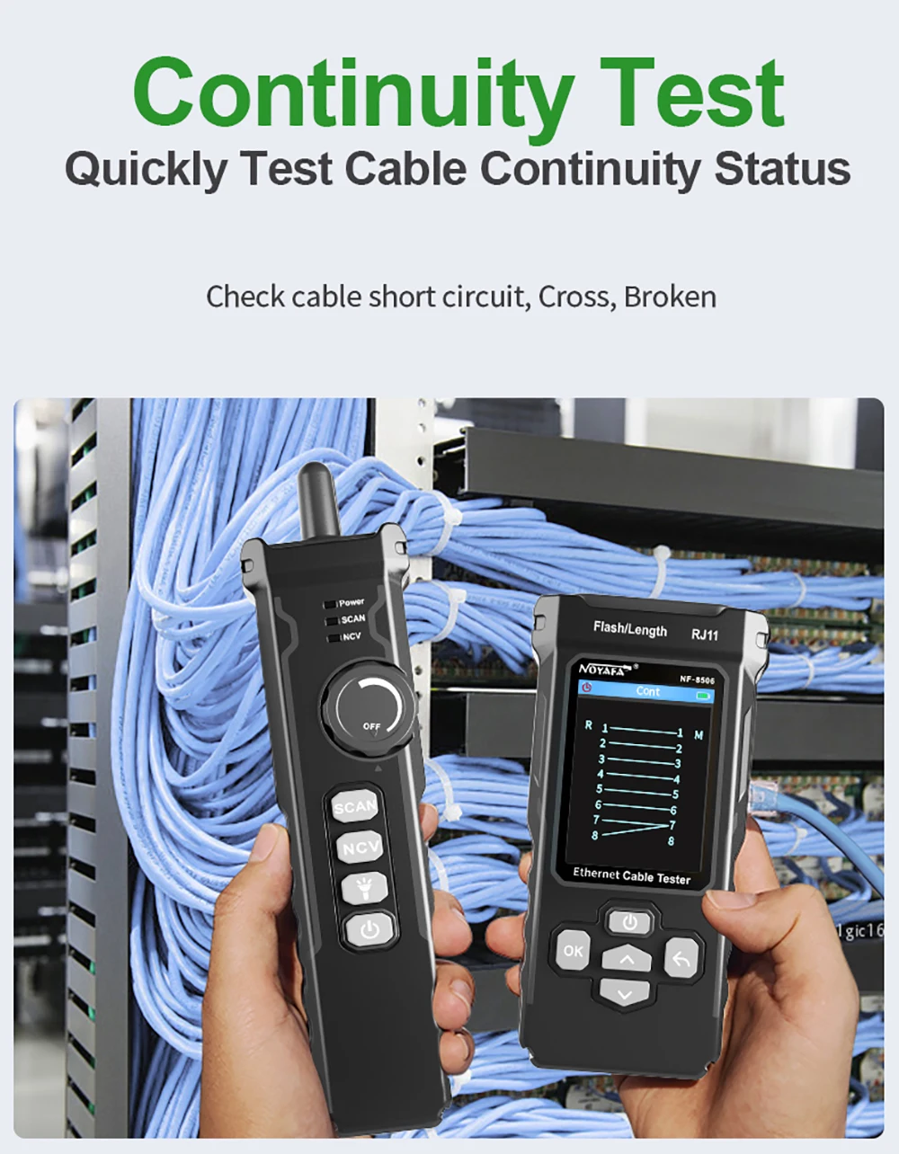 NOYAFA NF-8506 Digital Network Cable Tester Network Line Finder IP Scan TDR  POE PING Rj45 Tester Multifunctional Wire Tracker