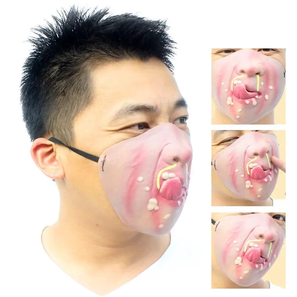 1 Stück Lustige Erwachsenen-Partymaske Latex-Clown-Cosplay Halbgesichtsmaske Gruselige Schreckliche Masken Cosplay-Kostüm Party Gruselige Dekorationsartikel – Detail 9