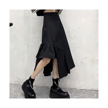 

2022NEW Ladies Lace Pocket Split Sexy Chain Cool 2021 New Autumn Fashion Y2k Punk Girl Gothic Skirt High Waist Mid-length Skirt