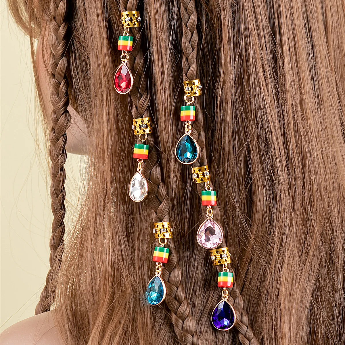 Colored Natural Stone Pendant Hair Jewelry For Braids Crystal Dreadlock  Accessories Hair Charms Women Headwear Dangle