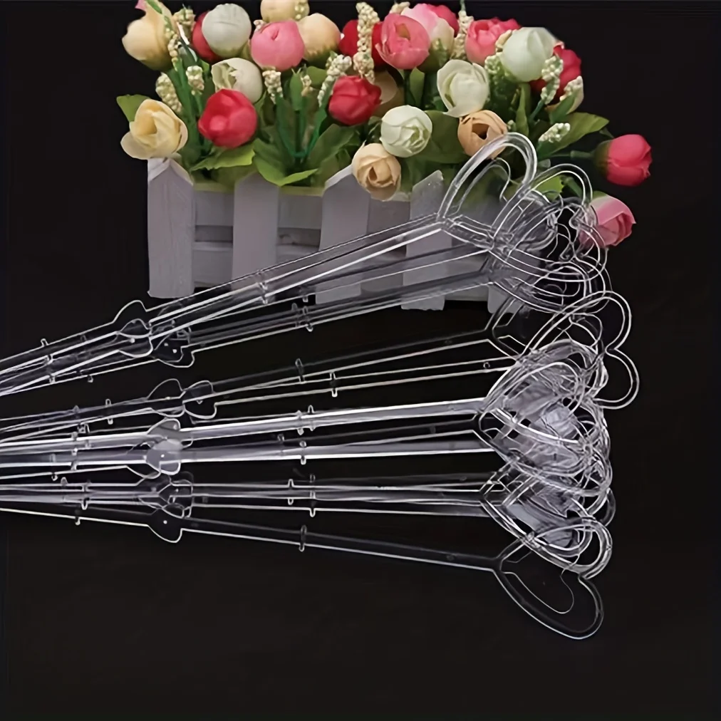 Herzförmige Blumenkartenhalter aus Kunststoff – transparente Blumenarrangementsstäbe für Hochzeit, Party, Geburtstag, festliche Dekoration – Detail 5