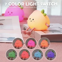 Cute Fruit Night Light Rechargeable Mushroom LED Squishy Night Light 3 Level Dimmable Silicone Nursery Night Lamp For Baby Room 2