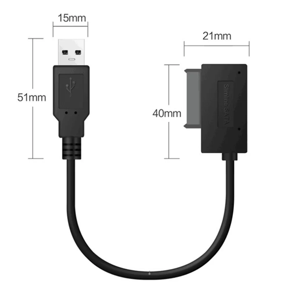 USB 2.0 to Mini Sata II 7+6 13Pin Adapter Converter Cable For Laptop CD/DVD ROM
