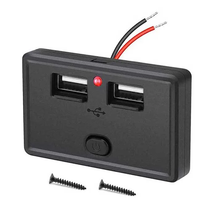 Presa di ricarica USB doppia, impermeabile, 4,8 A/5 V, display LED per auto, camper, barca, ATV