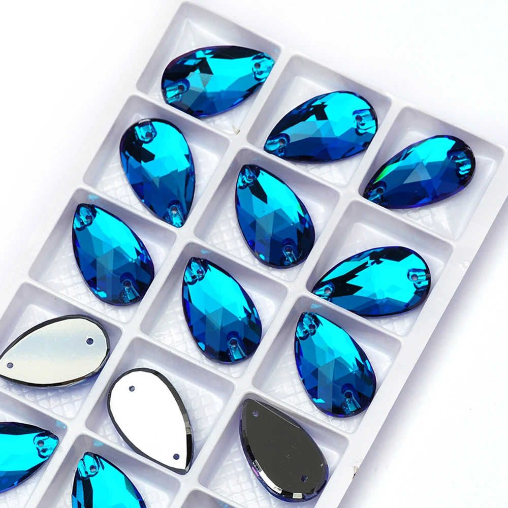 PUBRILEX Glas-K9-Strasssteine zum Aufnähen, Tropfenkanten mit Fasen, Kristallen, glitzernde Steine zum Aufnähen für DIY-Kleidungsstücke, Kleidung – Detail 5