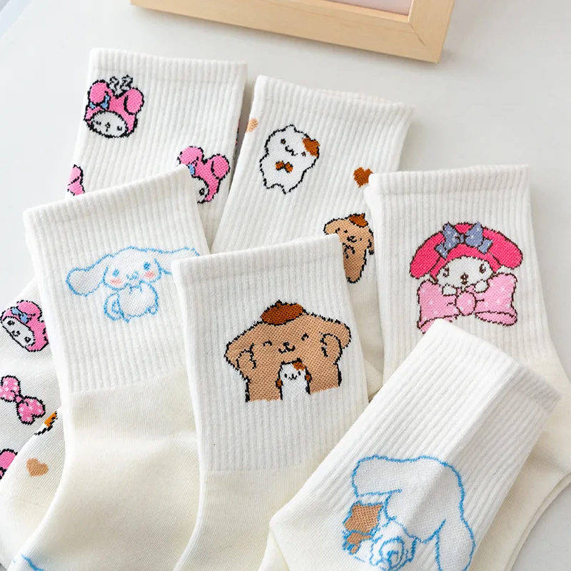 

Kawaii Sanrio Sock Cute Hello Kitty Mid Tube Cotton Sock Combed Cotton Fashion Versatile Casual Sports Style Christmas Girl Gift