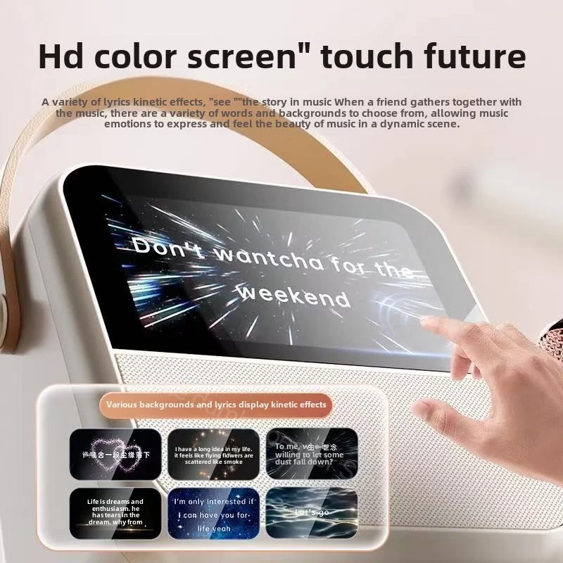 Portable lyric display speaker home karaoke microphone 5.4Bluetooth speaker with built-in 5000mAh battery voice AI20W high power 5
