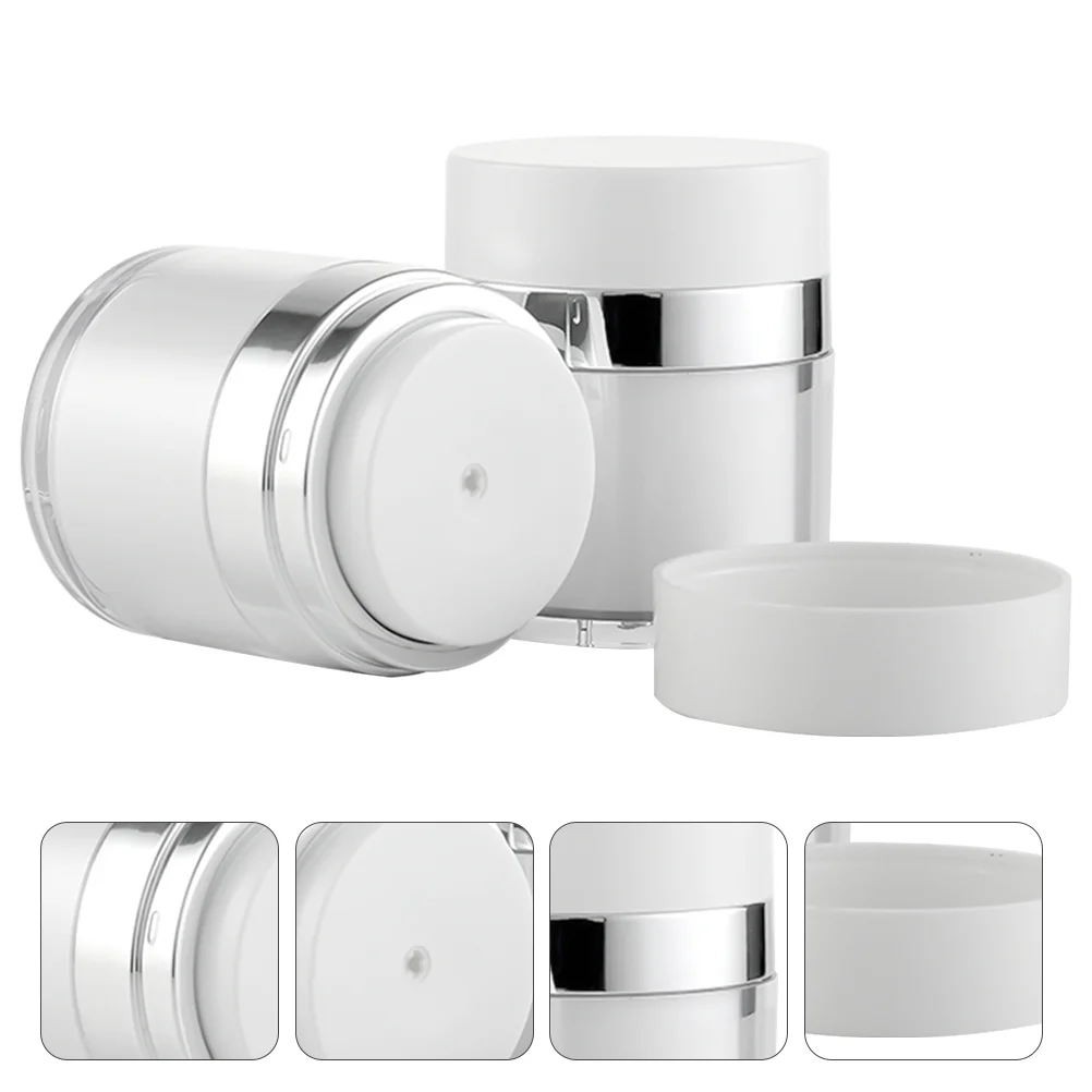 

2 Pcs Lotion Vacuum Cream Jar Travel Liquid Container Lip Plastic Portable Toiletry Bottles