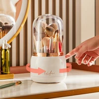 Multifunctional 360° Rotating Makeup Brushes Holder Portable Desktop Cosmetic Organizer For Makeup Artist-Dark Green Durable 2