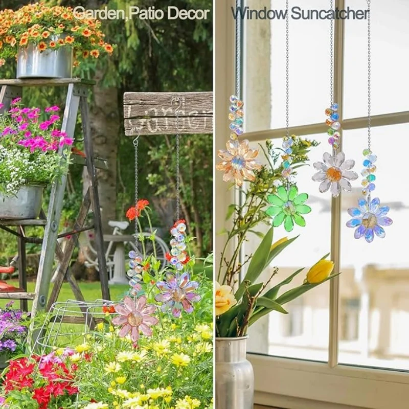 Crystal Sunflower Suncatchers Hanging Christmas Crystal Window Sun Catchers For Fall Rainbow Maker Indoor Outdoor Garden Gift
