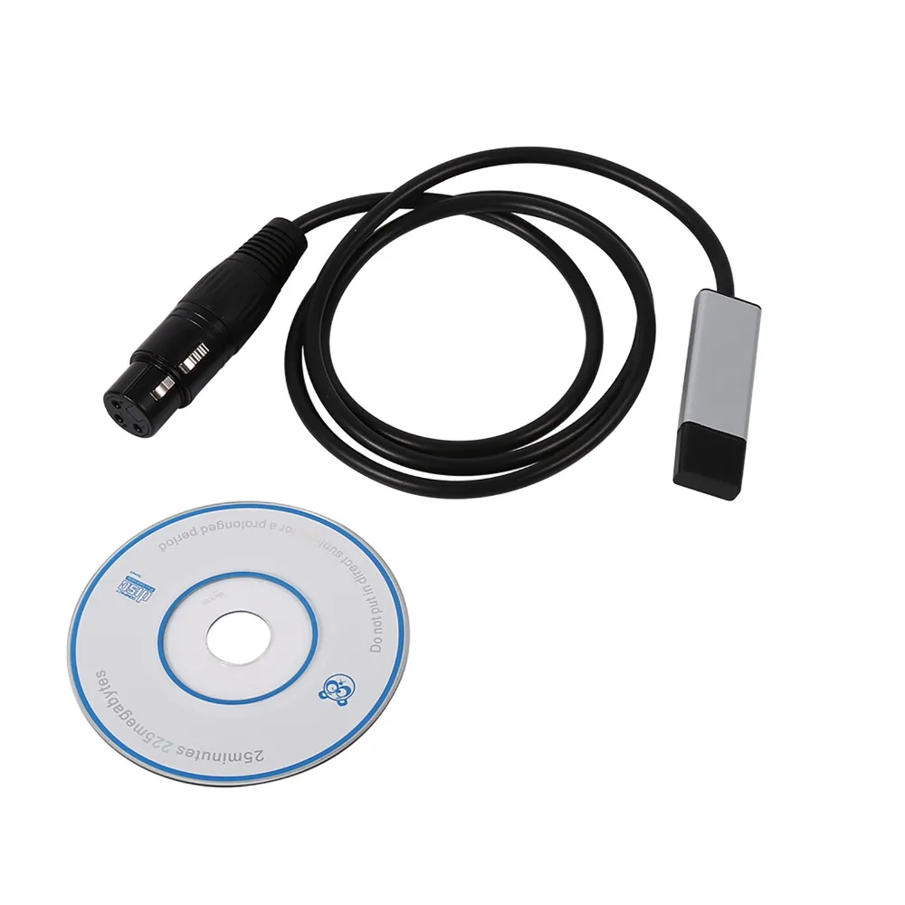 내구성이 뛰어난 미니 USB-DMX 인터페이스 블랙 1m / 39.37인치 DMX512 컨트롤러 무대 조명 컨트롤러 PC 제어