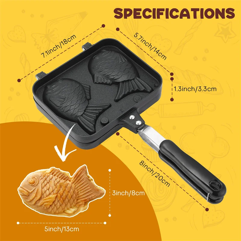 Baking Mould Cake Waffle Maker Japanese Taiyaki Double Fish Shaped Hot Dessert Waffle Cake Maker Pan
