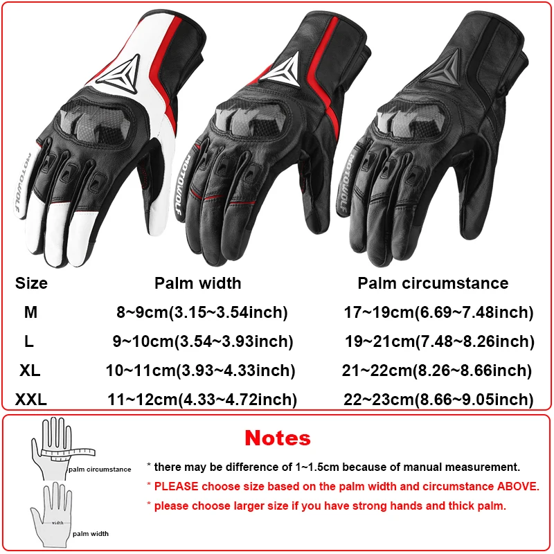 Winter Motorcycle Gloves Men Warm Leather Gloves Touch Screen Windproof Motorbike Guantes Luvas Motocross Rainproof Carbon Fiber