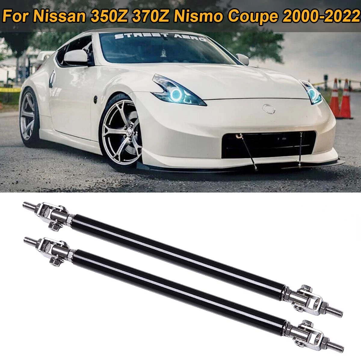 2Pcs Paraurti Anteriore Universale Lip Splitter Spoiler Strut Rod Tie Barra Di Supporto Per Nissan 350Z 370Z Coupe 2000-2022 Accessori Per Auto