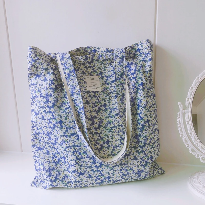 

Shopper Flowers Printed Tote Bag women Harajuku shopper handbag girl Shoulder shopping bag Lady Canvas Bag