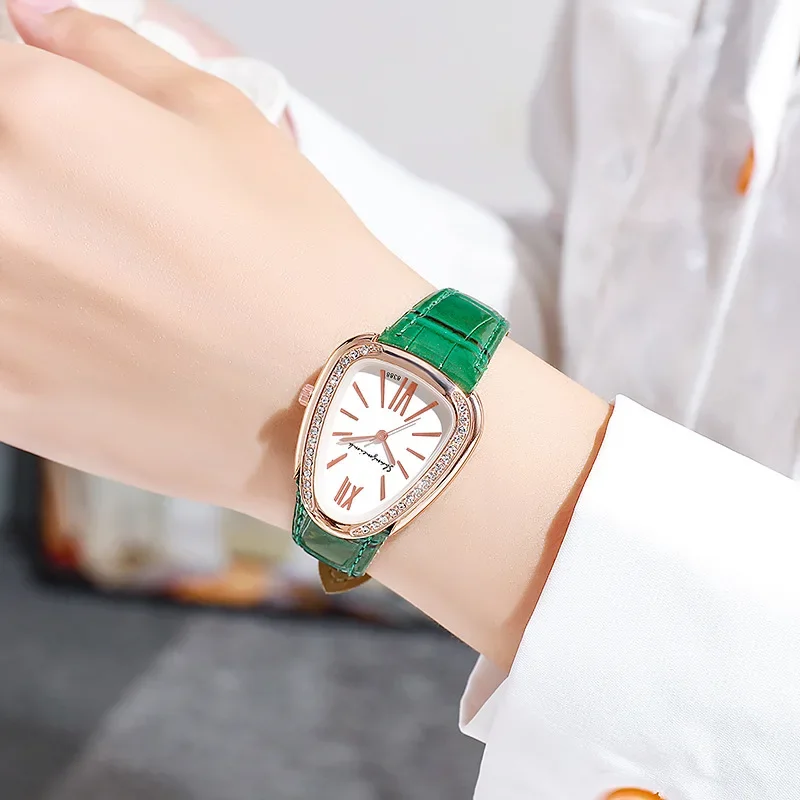 Fashion Snake Shape Dial Women Quartz Watch Casual Leather Strap Wristwatch for Ladies Clock Gift Reloj Mujer