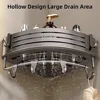 1-2PCS Bathroom Corner Shelf with Hook Towel Bar No Drill Space Aluminum Shower Storage Rack Bathroom Organizer 6