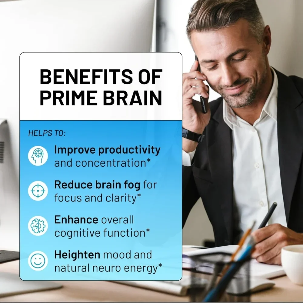 30 Patches Prime Brain Transdermal Patches Ginkgo Biloba Lion's Mane Mushroom Vitamin B12 Memory Focus Support