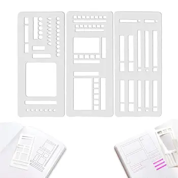 3Pcs/Set Manual Handmade Flexible Record Template Dot Grid Reusable Drawing and List Template Flexible Journal Stencils 1