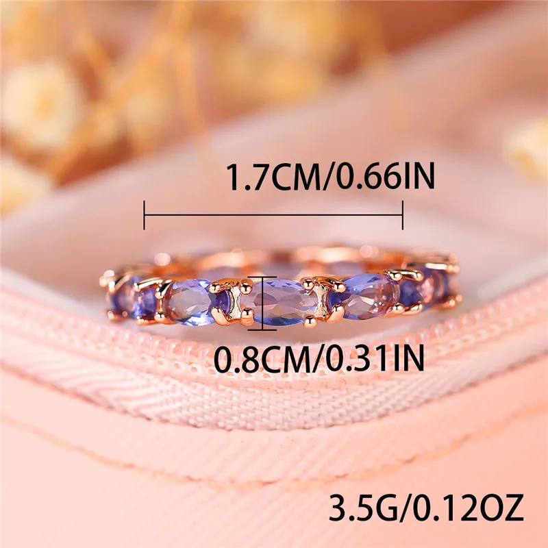 Charm Female Purple Oval Zircon Stone Engagement Ring Rose Gold Color Summer Wedding Jewelry For Women