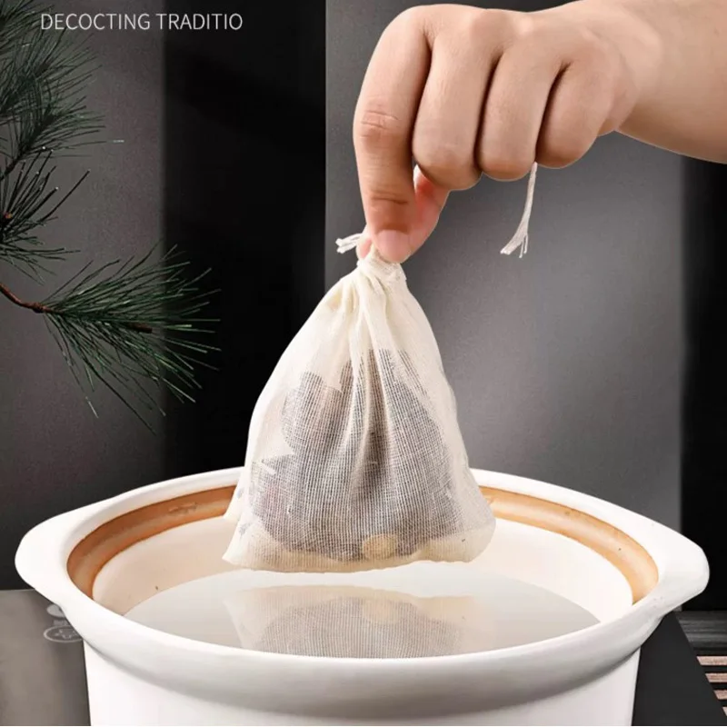 Multifunctional Cotton Drawstring Strainer Reusable Chinese Medicine Filter Bag Kitchen Soup Bag Tea Bags 20pcs/lot tea strainer,disposable tea bags,disposable tea filter bags