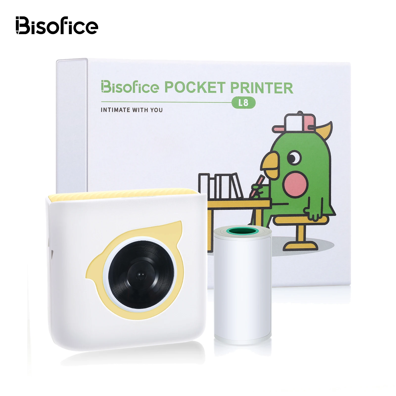 Bisofice L8 Mini Thermal Printer Pocket Label Maker Portable Photo Printer for Picture DIY Meno Notes Journal 203DPI Wireless BT