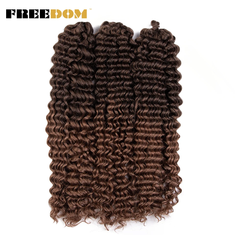 FREEDOM Deep Wavy Crochet Hair Synthetic Deep Curly Hair Crochet Braids 150g Ombre Blonde Braiding Hair Extensions For Women image_0