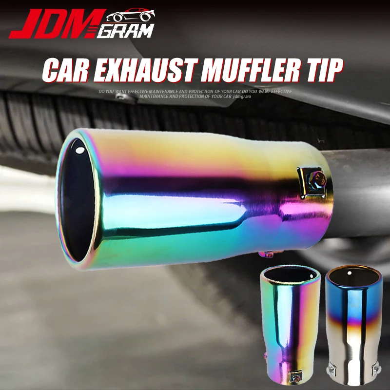 SPORT CHROME UNIVERSAL DUAL TWIN MUFFLER TIP TRIM EXHAUST TAIL PIPE FIT 35-55MM 