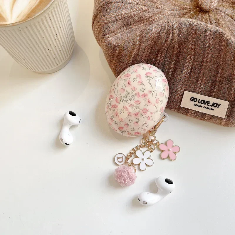 Floral Pattern Headphone Case with Keychain