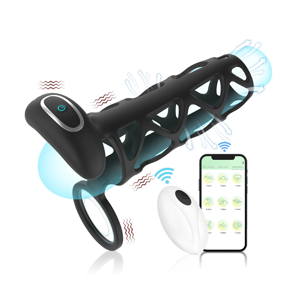 Silicone chickencage 9-speed penile ring vibrator testicular restraint delayed sexual intercourse APPremote control male sex toy