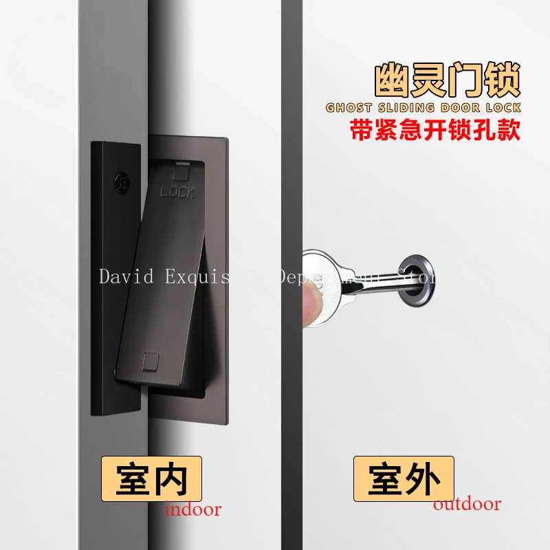 Barn Sliding Door Lock Indoor Sliding External Padlock New Chinese Style Built-in Wooden Kitchen Ghost Door Lock