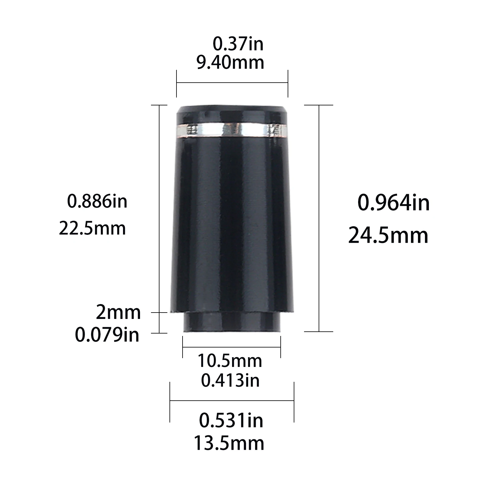 Tip Size 0.370 Golf Ferrules Black with One Silver Trim Ring 9.40*24.5*13.5mm Fit For Irons Shaft Golf Club Accessories 10 Pcs