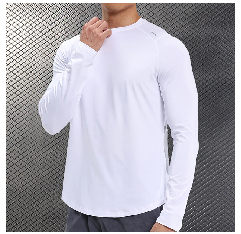 Men Compression Shirt - Long Sleeve Running Gym Top With Moisture Wicking Fabric