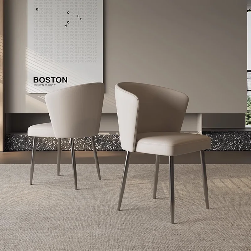 

Nordic Leather Dining Chair Design Minimalist Ergonomic Leisure Dining Chair Hairdressing Floor Sedie Cucina Balcony Furniture