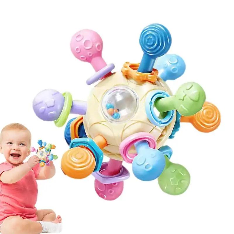 

Baby Toys 0-1 Year Old Early Childhood Education Baby Teether Manhattan Hand Ball Grip Training Rattle