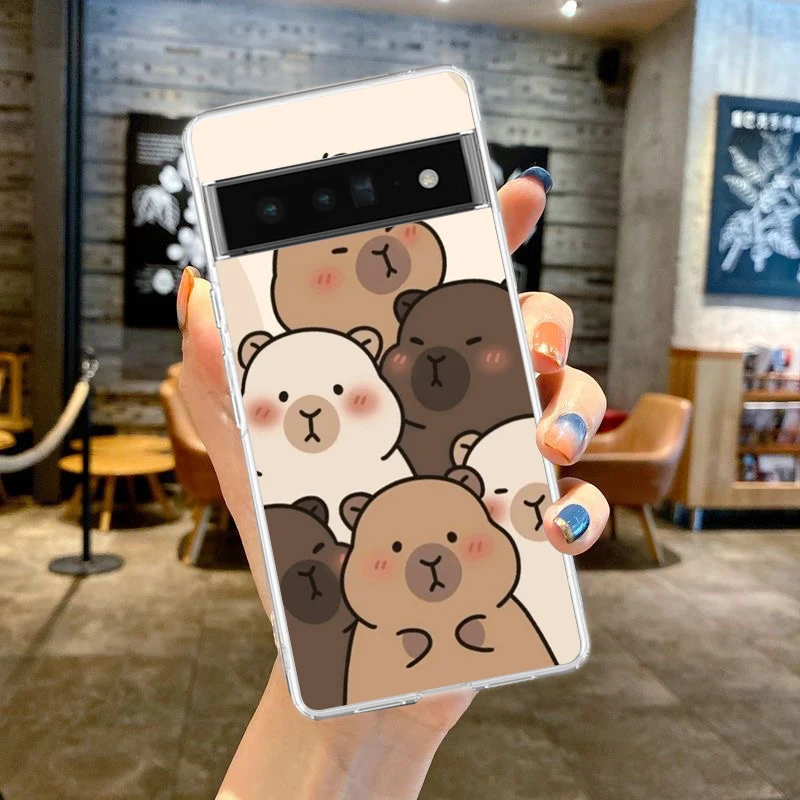 Anime Capybara Porpoise Transparent Phone Case - Soft TPU Clear Cover