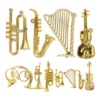 13 Pcs Gold Plated Mini Instruments Musical Pendant Diy Home Decor Plastic naments Christmas Accessories Miniature Harp Lyre Kit 2