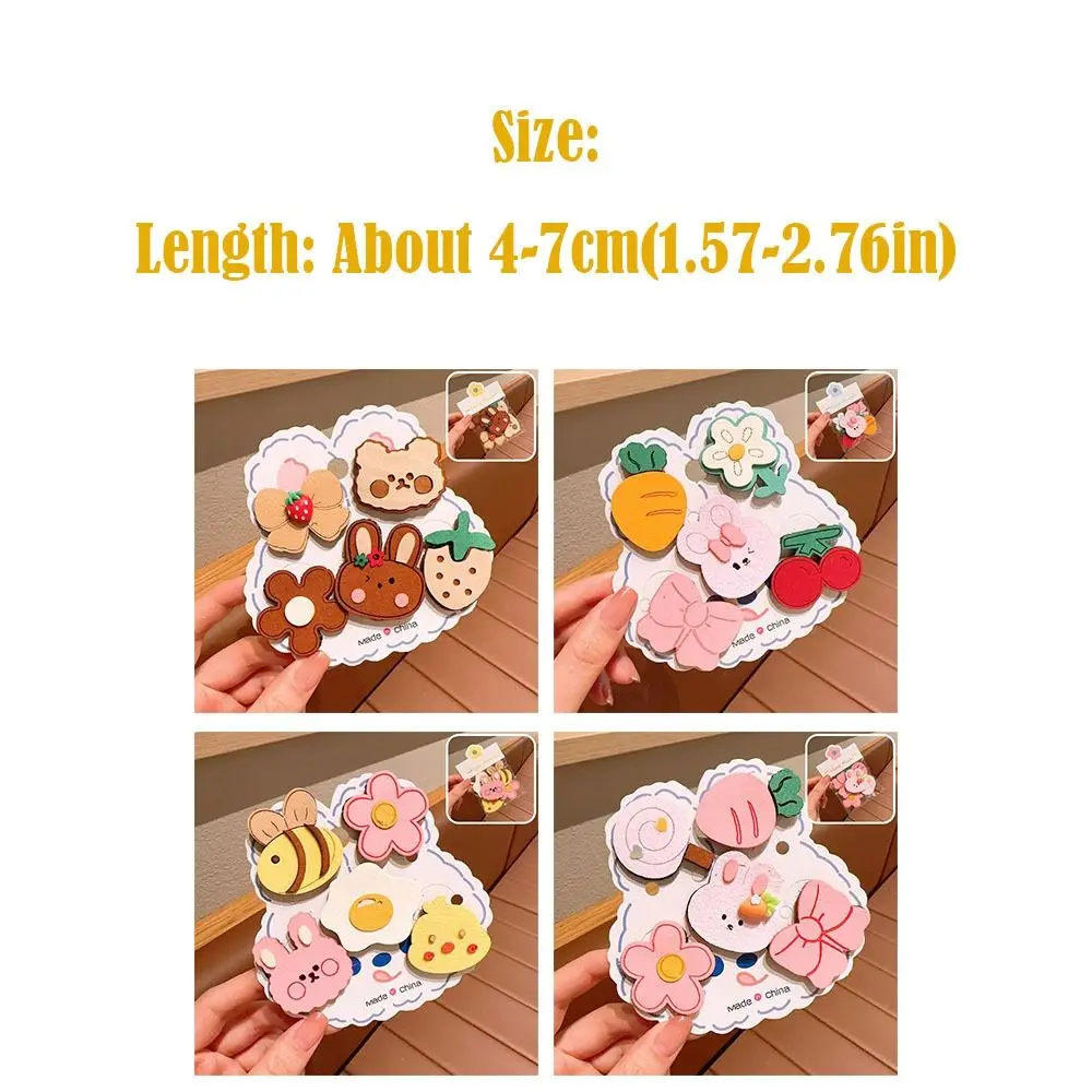 Set of 5 Cute Cartoon Hair Clips - Gentle and Reusable Bangs Accessories