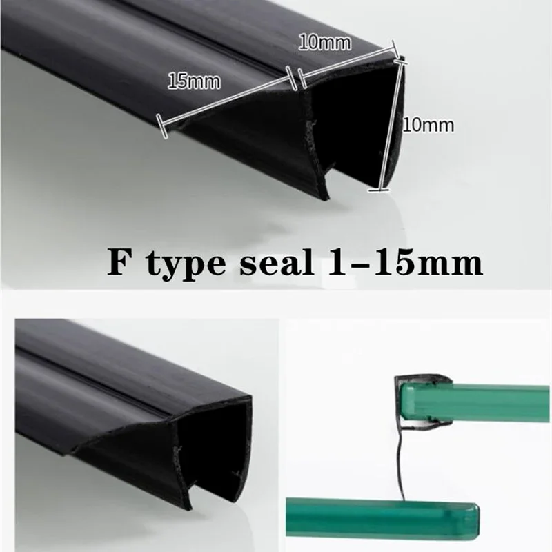 Black shower screen seal strip for 6mm-12mm Glass pvc bath shower Door bottom Sweep Waterproof Window Weatherstrip Glue-free door seal strip sealing strip tape window seal strip rubber seal strip shower door seal waterproof tape silicone seal strip