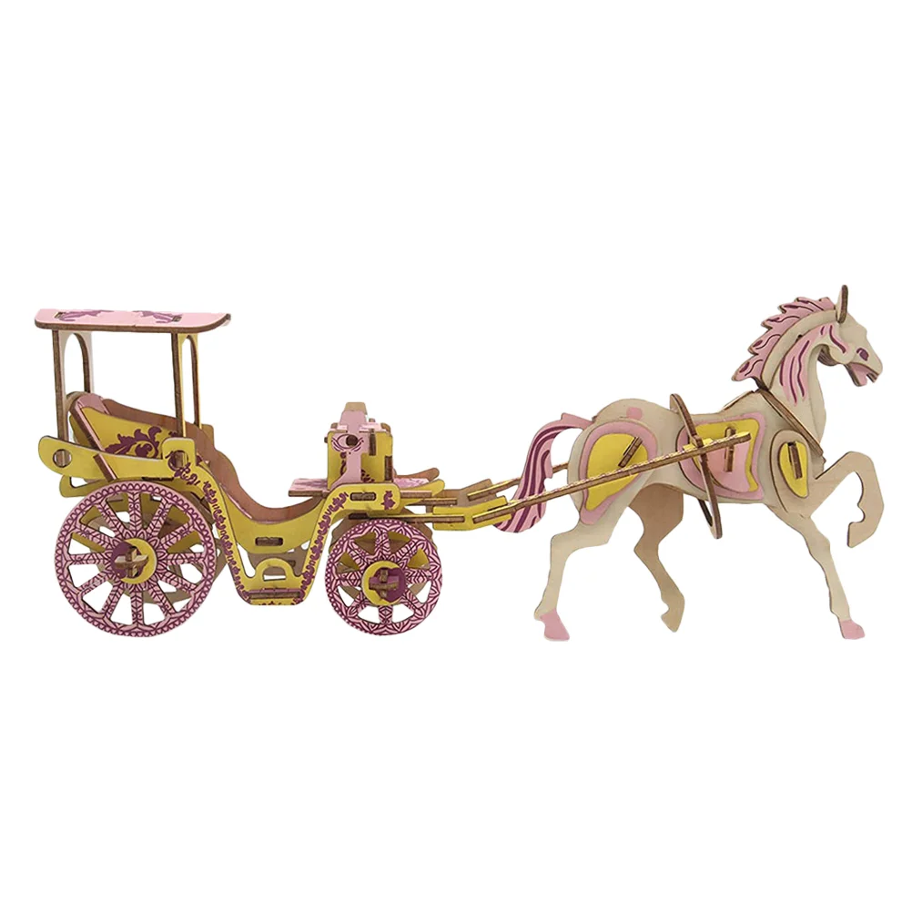 

Three-dimensional Mother Children’s Toys Wood Crafts Wooden Carriage 3d Puzzles