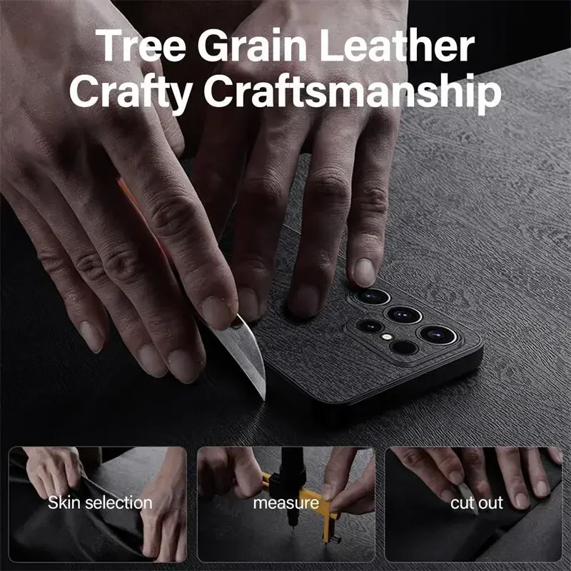 Luxurious Leather Wood Pattern Shockproof Silicone Case - Premium Back Protection