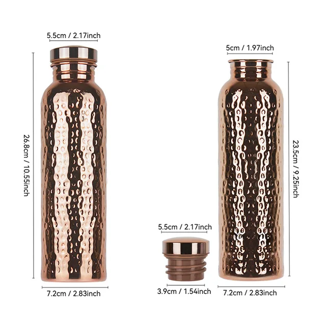 800ML Electroplated Copper Water Bottle​ ​One-Click Open Lid​ Anti-Slip​ ​Hammer Pattern Bottle​ Sports Water Bottle 6