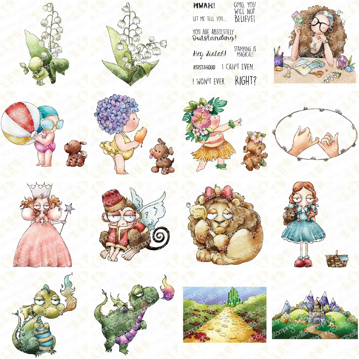 

2023 New Cut Die Cartoon Girls Flowers Sentiments Metal Cutting Dies Clear Stamps Scrapbook Diary Decoration Embossing Template