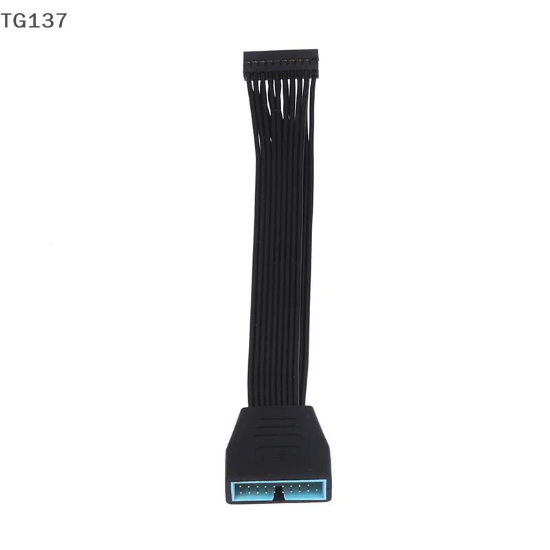 소형 미니 USB 3.0 19/20 핀 내부 확장 헤더 어댑터 케이블 마더보드용 검정색 플랫 와이어 케이블 5.9인치/15cm