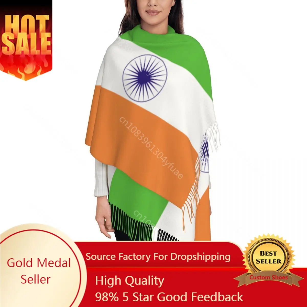 

Indian Flag Scarf for Women Winter Warm Pashmina Shawl Wrap Long Large Shawl Scarf for Daily Wear