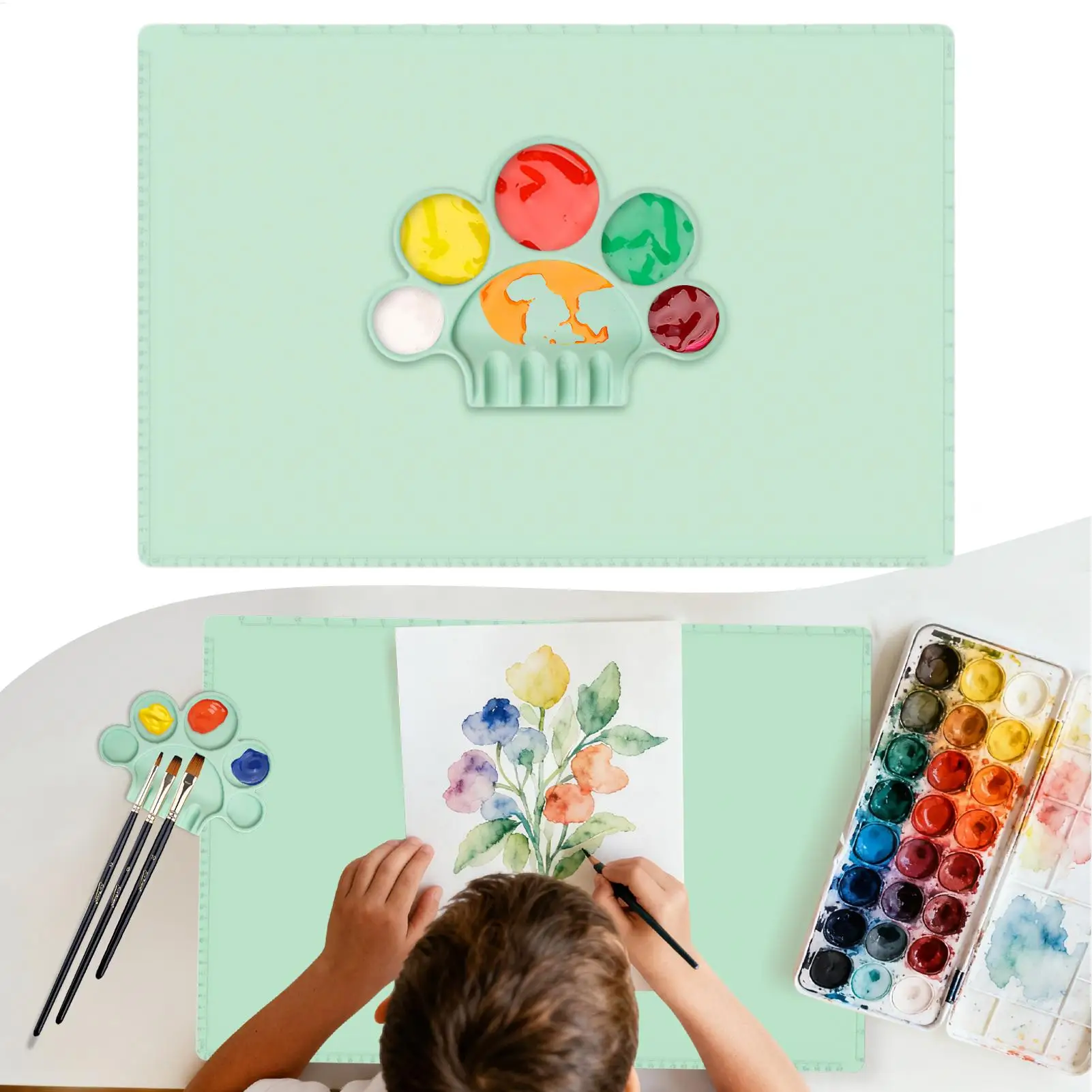 Silicone Paint Mat Foldable Drawing Pad 23.62x15.75in Silicone Crafting Mat For Artist Student Watercolor Clay Projects Casting