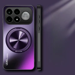 Frosted Hard Matte Case with Magnetic Ring Holder - Enhanced Protection Cover for POCO F9 Pro (Purple)