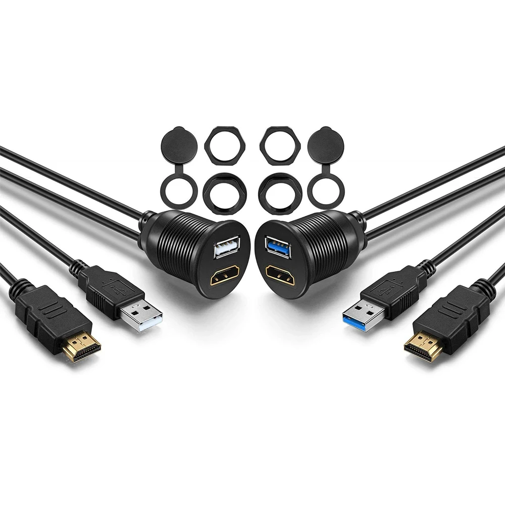 USB 3.0 2.0 및 HDTV 수암 익스텐션 코드 대시 패널, 플러시 마운트 데..