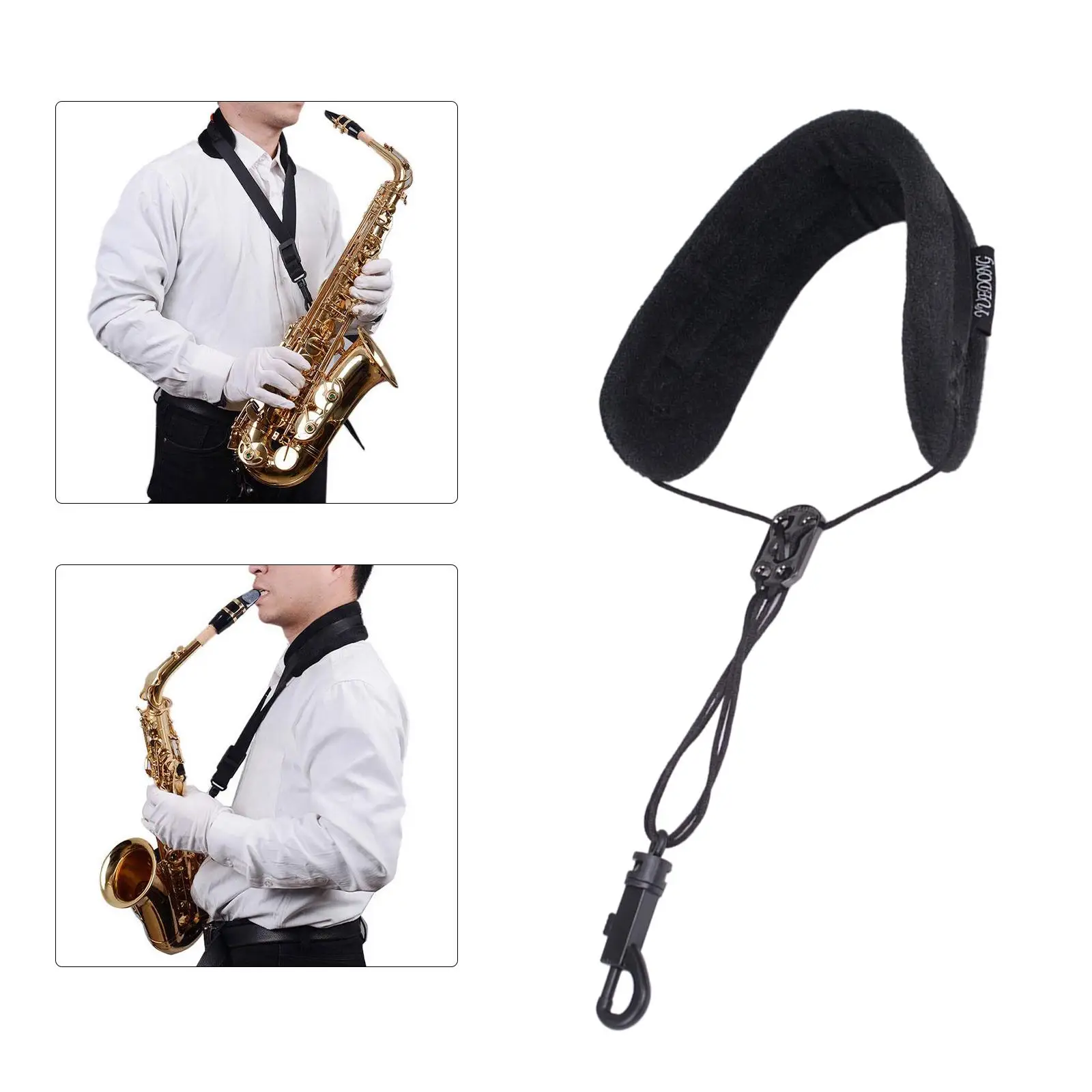 Soft Saxophone Neck Strap with Metal Snap Adjustable Length Clarinet Neck Strap