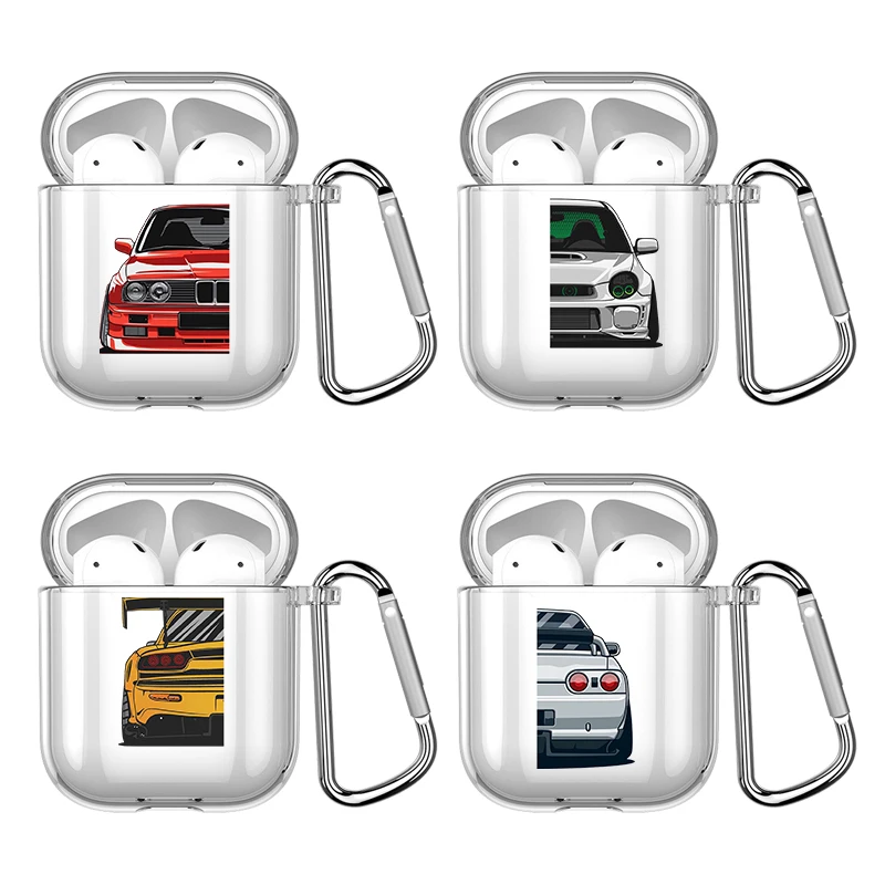 

Japan JDM Sports Car With Hook For Airpod Pro 3 Pro2 Clear Cover Accessorie Silicone Case for Apple Airpods 2 1 Earphone Cases